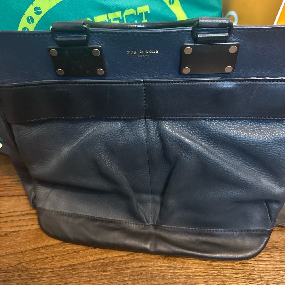 Rag & Bone navy and black large pilot bag